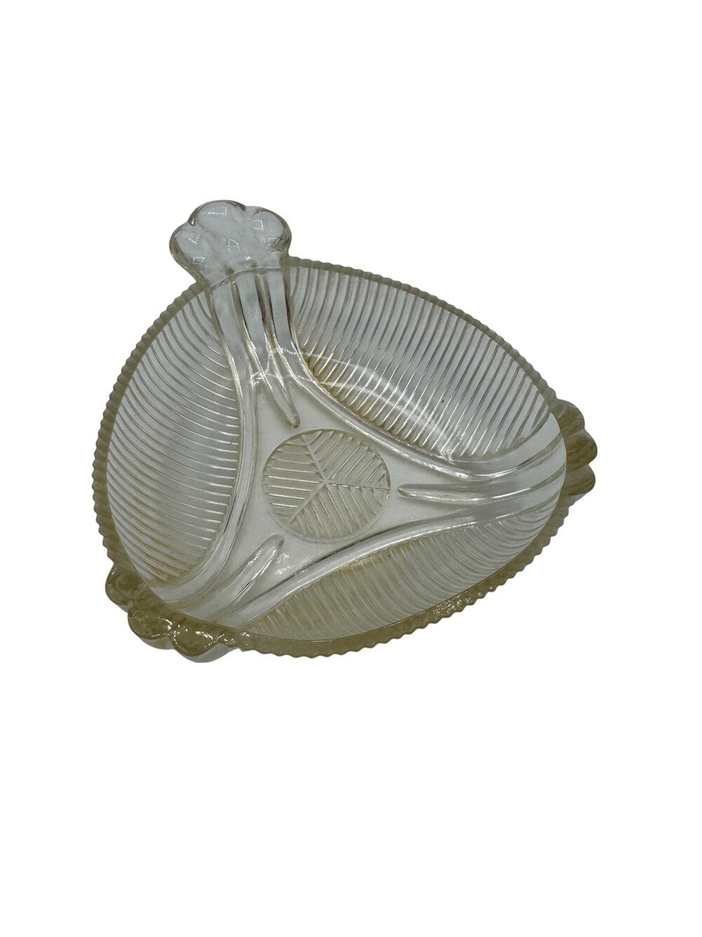 Vintage Bon Bon Dish Hazel Atlas Art Deco Nappy Triangle Handled 6 inch
